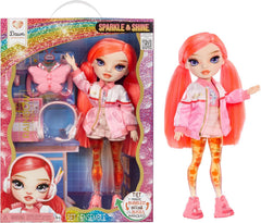 Rainbow High Sparkle & Shine Doll - Dawn - 28 cm Modepuppe mit Korallenrotem Haar und Magischen Zauberblasen in den Beinen, Farbe, zum Stylen und Spielen, Sammlerstück, Für Kinder von 4 bis 12 Jahren