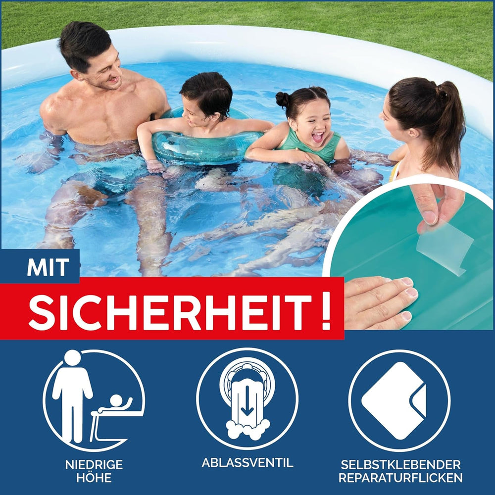 Set piscină supraterană Bestway Fast Set cu pompă de filtrare Ø 244 x 61 cm, albastră, rotundă