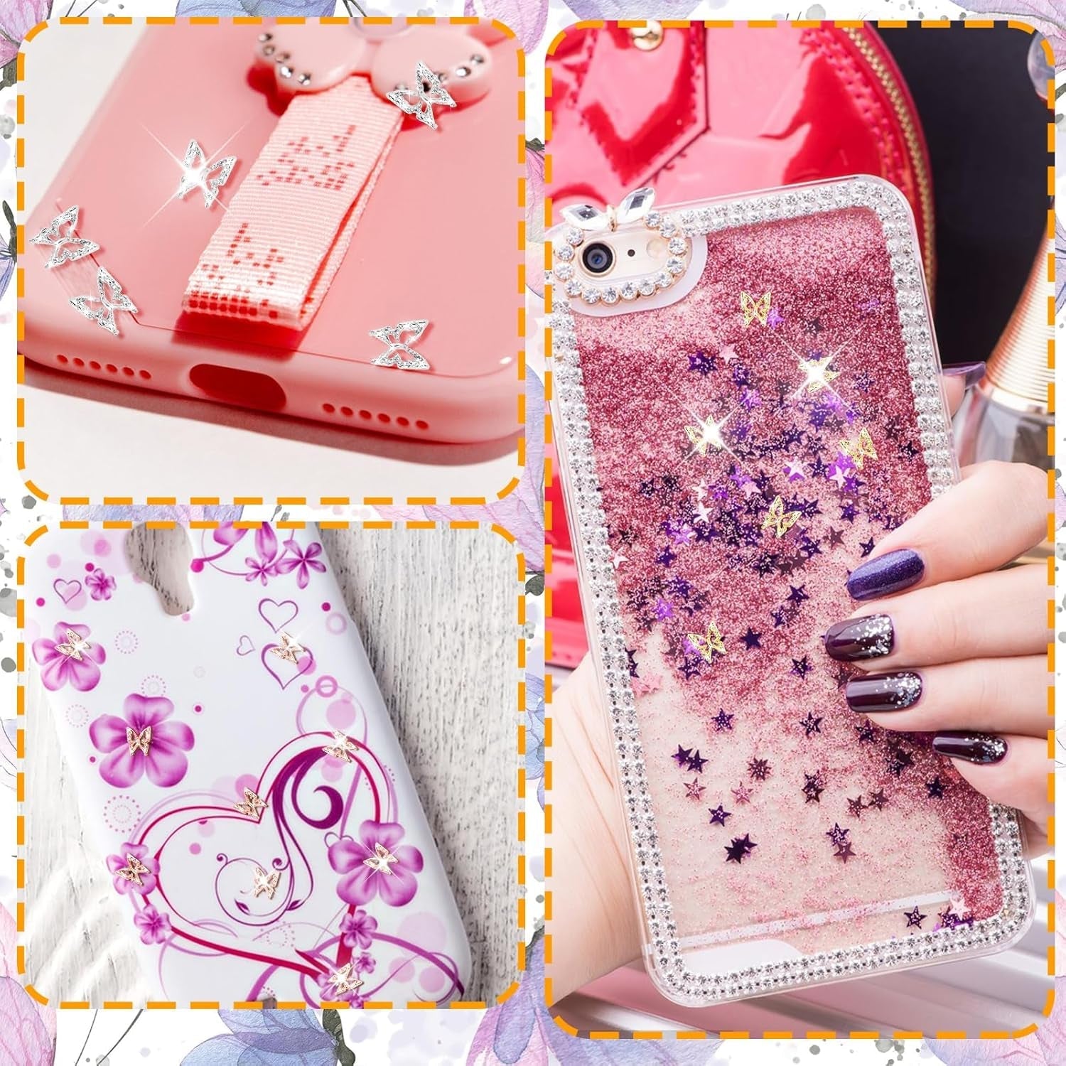 80 pièces 3D papillon ongles breloques alliage papillon or argent paillettes Nail Art décorations ongles bijoux accessoires bricolage manucure pour les femmes