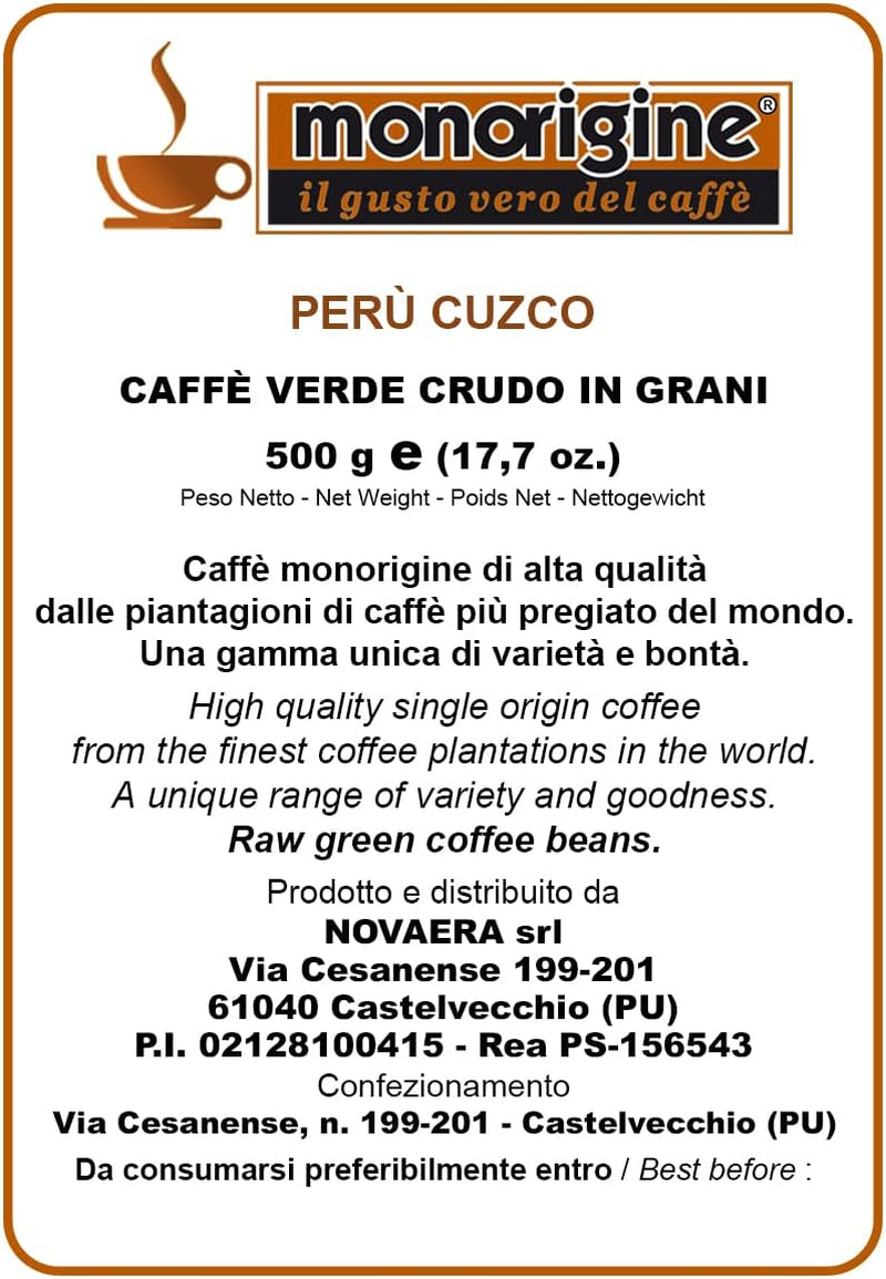 Café en grains Arabica Perù Cuzco vert - 500 gr