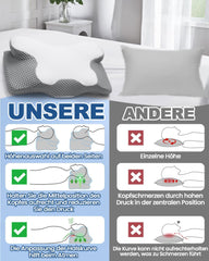 Oreiller cervical 2 en 1 Oreiller en mousse à mémoire de forme Oreiller orthopédique ergonomique 2 hauteurs de couchage Oreiller de soutien du cou pour soutien latéral/dos/ventre Oreillers orthopédiques cervicaux Naty Shop