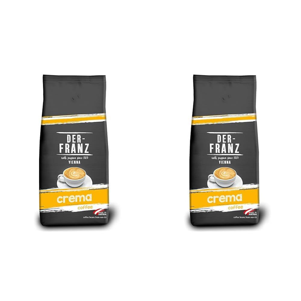 DER-FRANZ Café Crème, Intensité 4/5, 100% Arabica, grains de café entiers Café Naty Shop 2 x 1 Kg Crème