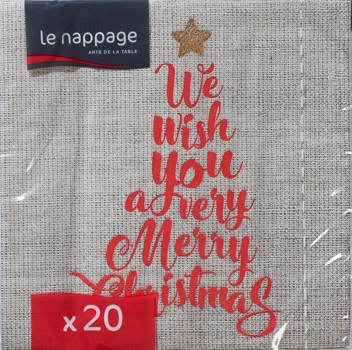 20 serviettes en coton, 33 X 33 Cm, 3 épaisseurs, Texte Arbre