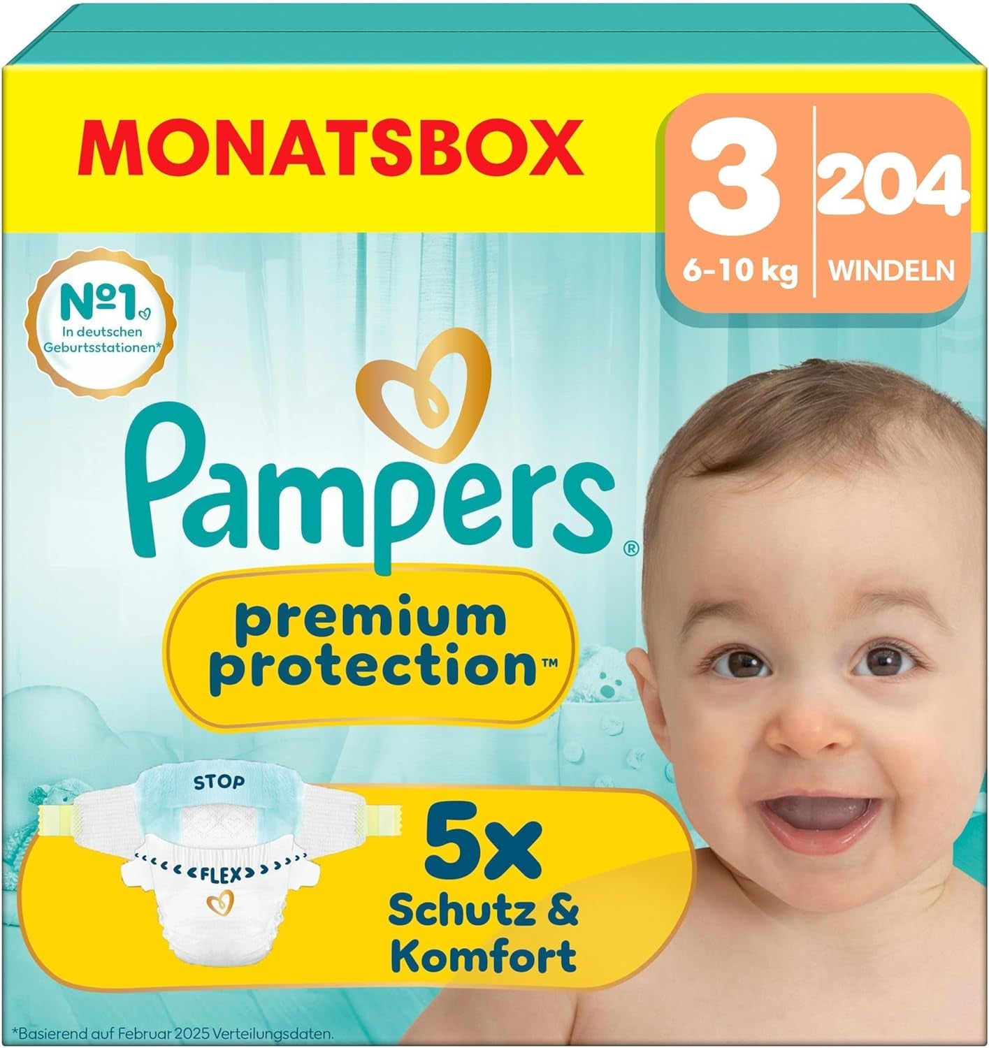 Pampers Premium Protection Taille 6, 144 couches, 13 kg-18 kg, notre protection n°1 contre la peau et les fuites
