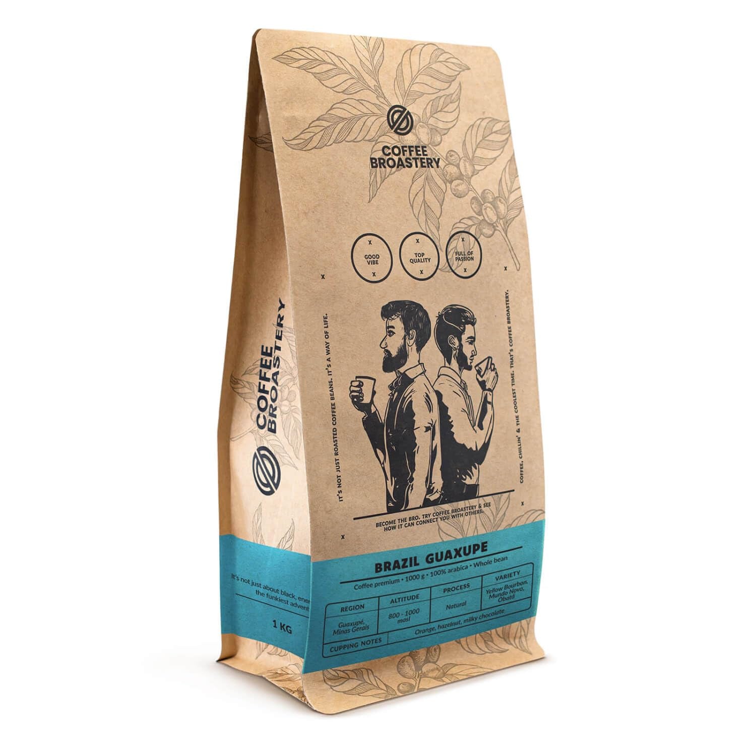 Lot de café en grains 2x1kg 2000g | Guaxupe brésilienne | Café brésilien | Café spécial | Fraîchement frit | Boulangerie artisanale de café