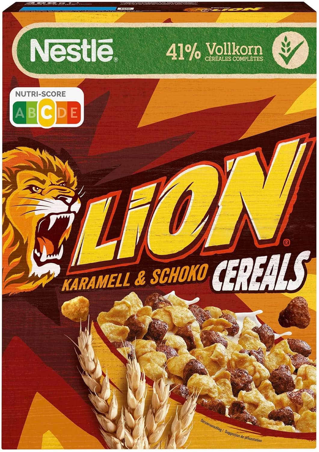 Céréales LION, Céréales chocolat au caramel et farine complète 41%, paquet 8 x 400 grammes Cereal Naty Shop