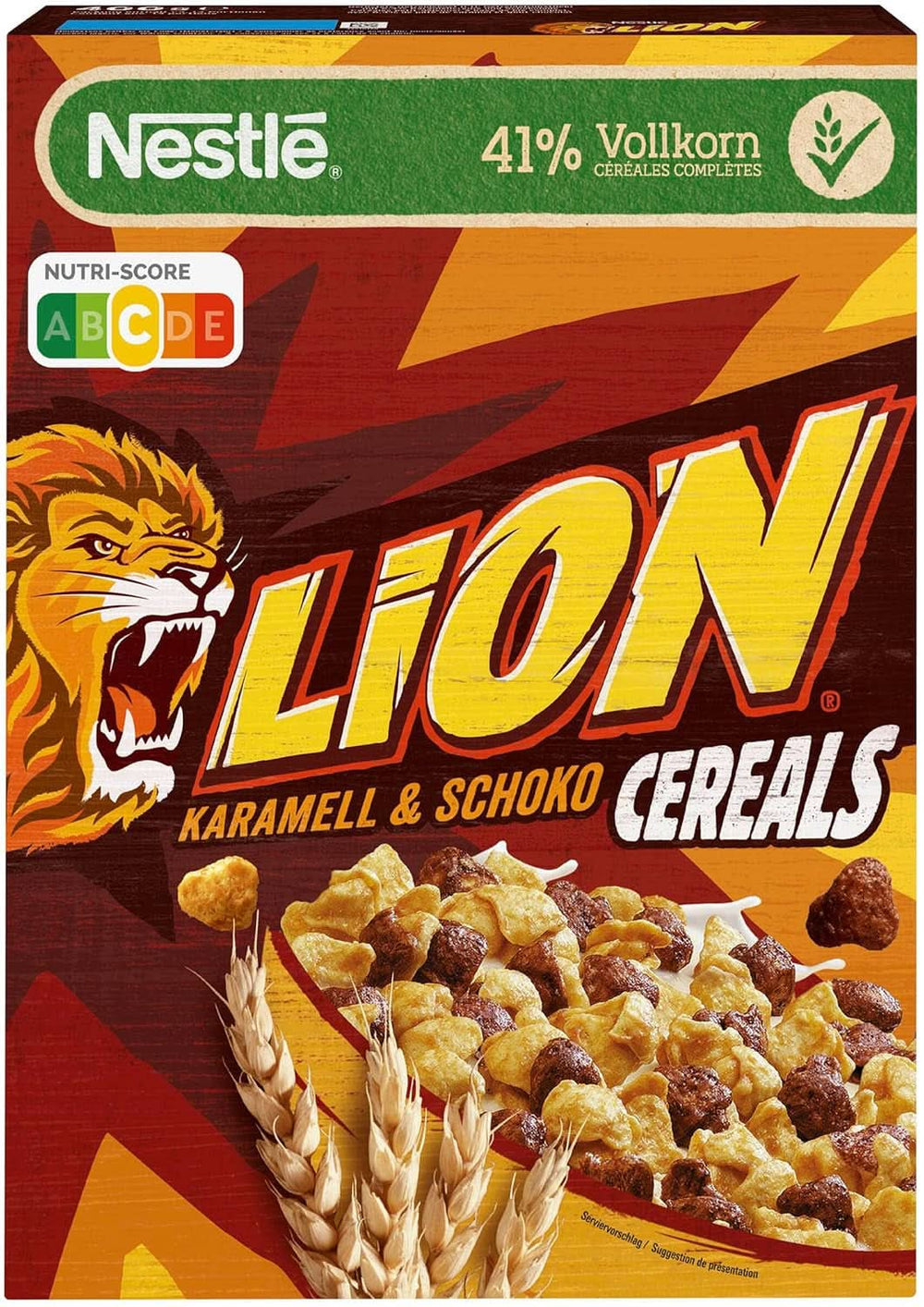 Céréales LION, Céréales chocolat au caramel et farine complète 41%, paquet 8 x 400 grammes Cereal Naty Shop