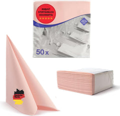 50 Serviettes Aroba Airlaid Aspect Textile 19 COULEURS 40X40 Cm 1/4 Pli Serviettes de Mariage Aspect Textile de Haute Qualité pour Anniversaires Hôtel Restauration Vacances Noël Mariage Rose