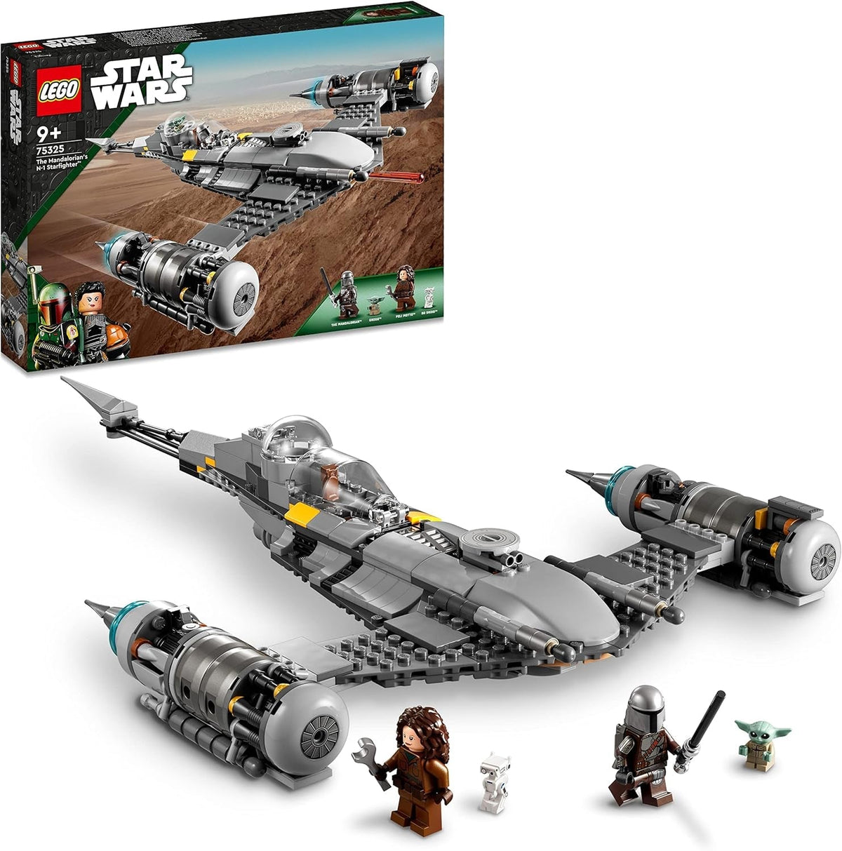 LEGO Star Wars Le combattant mandalorien N-1 du livre de Boba Fett Jouet de construction avec vaisseau spatial Ensemble de 4 personnages incluant la figurine de Bébé Yoda 75325 Jeux de construction Besuche den LEGO-Store Single