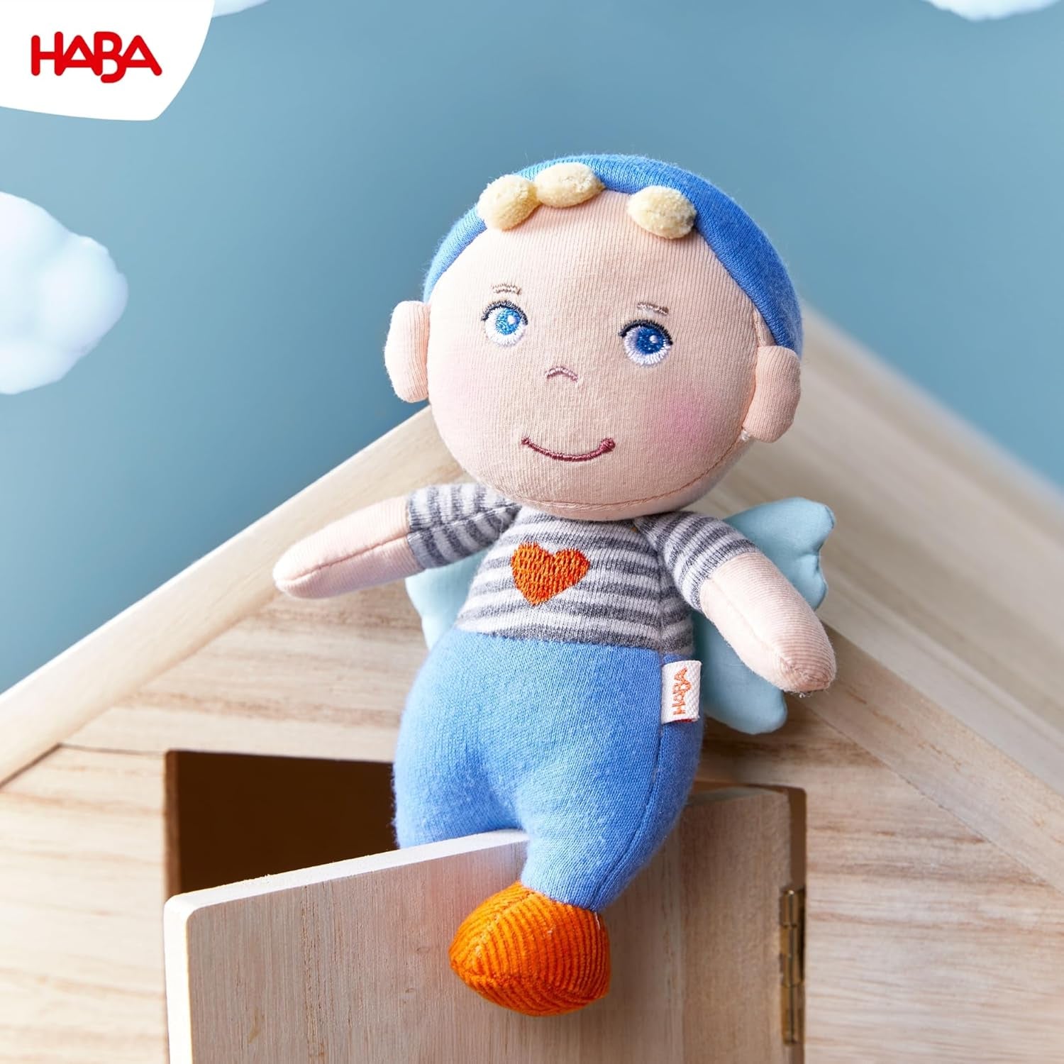 HABA Tapis Ange Gardien - Jolie poupée textile (15 cm), cadeau de bienvenue idéal pour les bébés et les jeunes enfants - Lavable à 30 °C - 2011869001