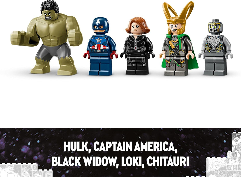 LEGO Marvel Avengers contre. Ensemble de jouets de construction Léviathan avec figurines Hulk et Captain America, Loki, Black Widow et Chitauri Ensemble de jeu Avengers pour garçons et filles à partir de 7 ans 76290 Ensembles de construction Besuche den LEGO-Store