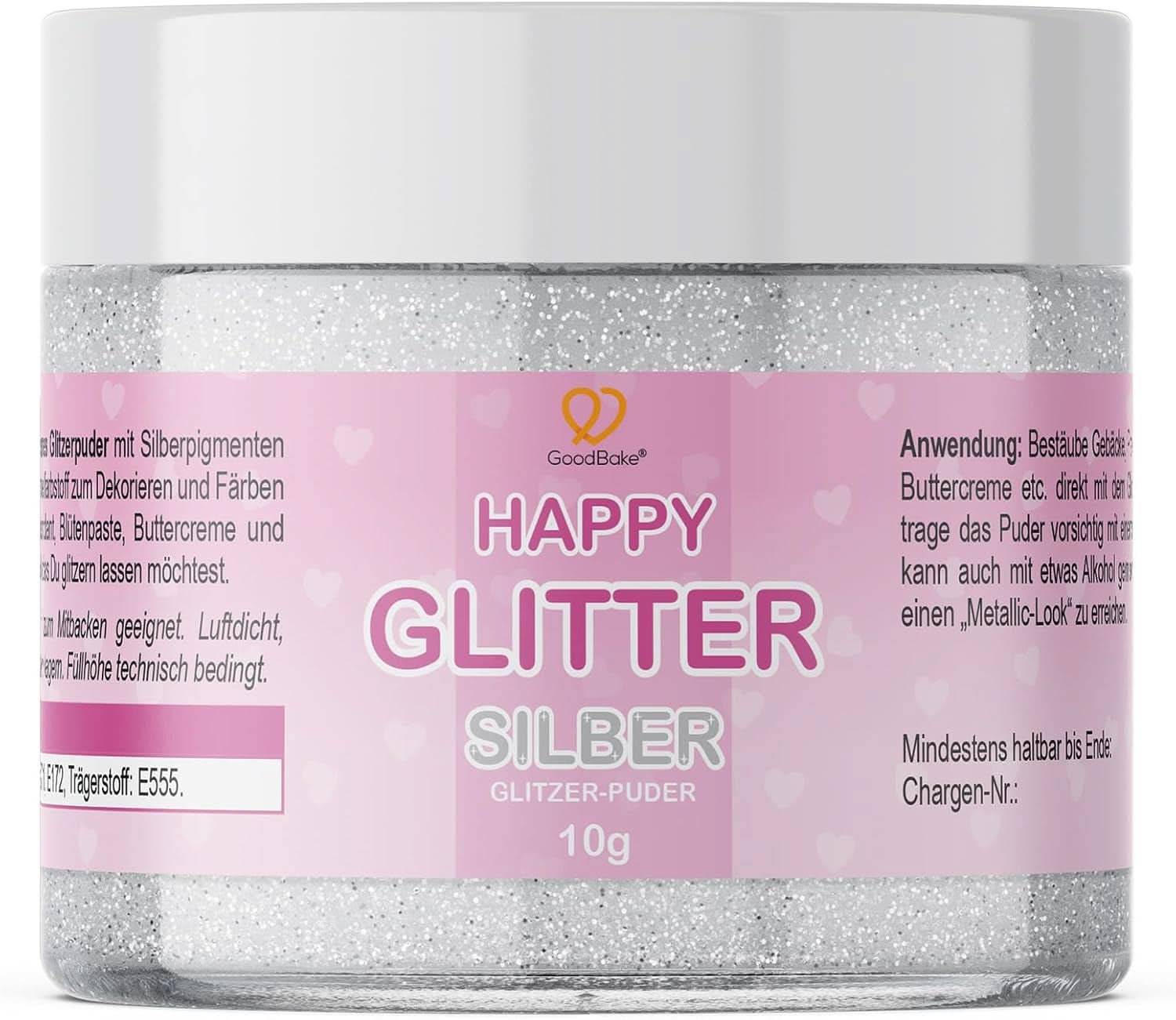 Goodbake Happy Glitter Gold - Glitter alimentar comestibil, 10 grame Glitter Naty Shop Argintiu