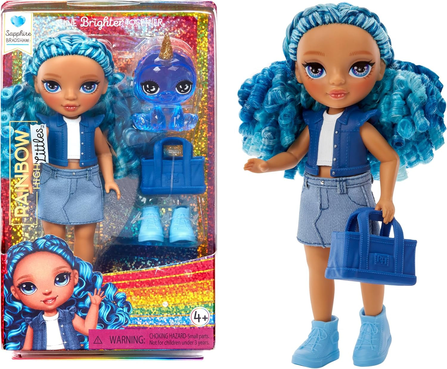 Rainbow High Littles - Magenta Monroe - Kleine, Bewegliche Modepuppe - Rosa 14 cm Große Puppe mit Handtasche und Magischem Kätzchen - für Kinder und Sammler