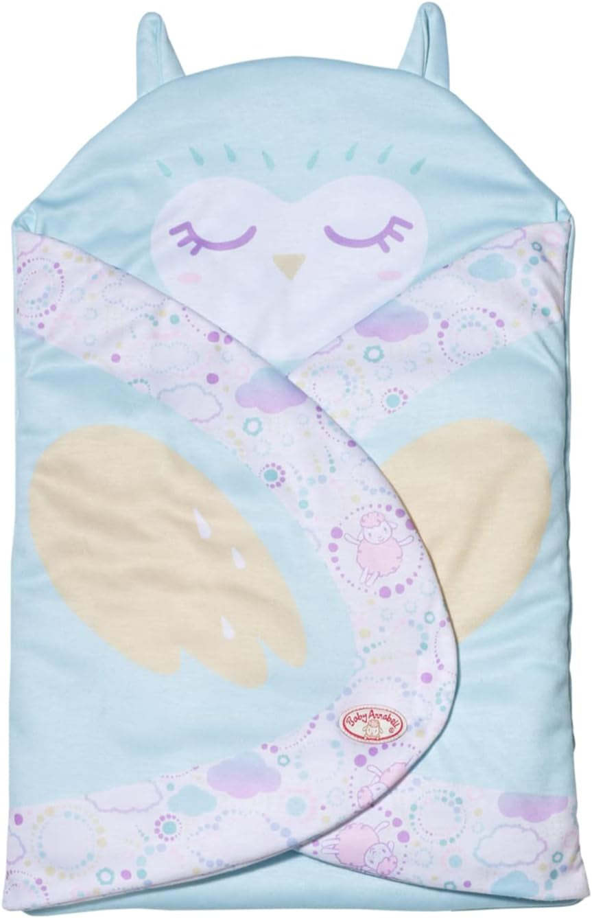 Baby Annabell Sweet Dreams Pucksack, lila Blaue Puckdecke mit Öhrchen-Details und Flügeldruck für 36 und 43 cm große Puppen, 706886 Zapf Creation