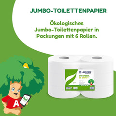Rouleaux de papier toilette Jumbo Eco, 2 épaisseurs, crème nettoyante pour les mains avec formule nettoyante, hydratante et lissante - Parfum floral - 5 L, 6 pièces (1 paquet)