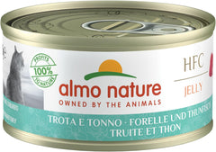 Almo Nature HFC Jelly - Hrană umedă pentru pisici adulte - Păstrăv și Ton - Calitate umană, Fără gluten - 6 x 70g