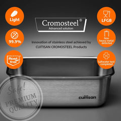 CANDL Cuitisan (Flora) Pot de conservation alimentaire en acier inoxydable avec couvercle à clip, rectangulaire, adapté au micro-ondes + four, pot de conservation, EC7-SS10 2800 ml Boîtes de conservation alimentaire Naty Shop