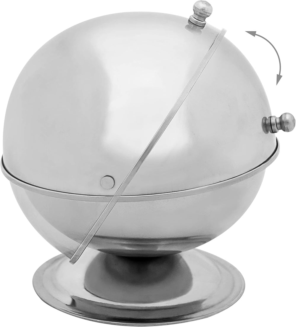 Relaxdays SWEETY Sucrier Inox 14 x 13 x 13 cm (H x L x P) Boule à Sucre avec Couvercle Roulant Boite à Bonbons Ronde Argenté