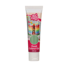 Colorant alimentaire Gel Olive Funcakes : Colorant alimentaire très concentré pour pâte, crème, fondant et pâte d'amande. Dosage facile. Une seule goutte pour créer des couleurs vibrantes. Halal. 30g.