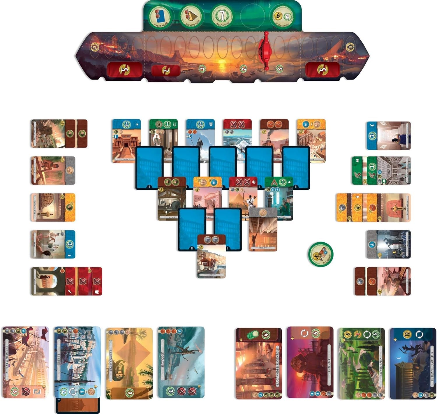 Asmodee 7 Wonders Duel, jeu de base, jeu de connaisseur, jeu de stratégie, 2 joueurs, à partir de 10 ans, 30 minutes, allemand