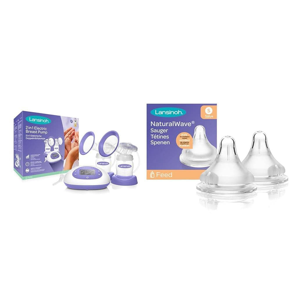Lansinoh Tire-lait électrique 2 en 1 - écran LCD éclairé - pompage d'un ou des deux côtés - réglable individuellement - plus de lait en moins de temps Accessoires Alimentation et Allaitement Bebe Naty Shop Pack avec tétines Naturalwave, 2 pièces Tire-lait électrique 2en1 (neuf)