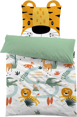 Literie 3D microfibre, animaux, unisexe Literie - enfant Naty Shop Lion avec oreilles 135×200+80×80