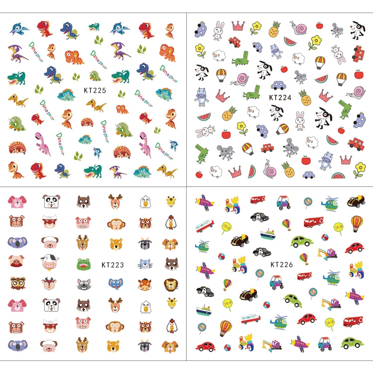 Autocollants pour ongles pour enfants filles, plus de 600 motifs d'animaux, fruits, dinosaures, voitures, fleurs, autocollants 3D pour ongles, fête d'anniversaire, thé, salon de manucure et spa, cadeau