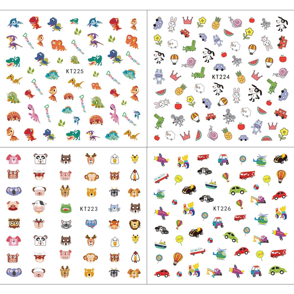 Autocollants pour ongles pour enfants filles, plus de 600 motifs d'animaux, fruits, dinosaures, voitures, fleurs, autocollants 3D pour ongles, fête d'anniversaire, thé, salon de manucure et spa, cadeau
