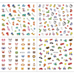 Autocollants pour ongles pour enfants filles, plus de 600 motifs d'animaux, fruits, dinosaures, voitures, fleurs, autocollants 3D pour ongles, fête d'anniversaire, thé, salon de manucure et spa, cadeau