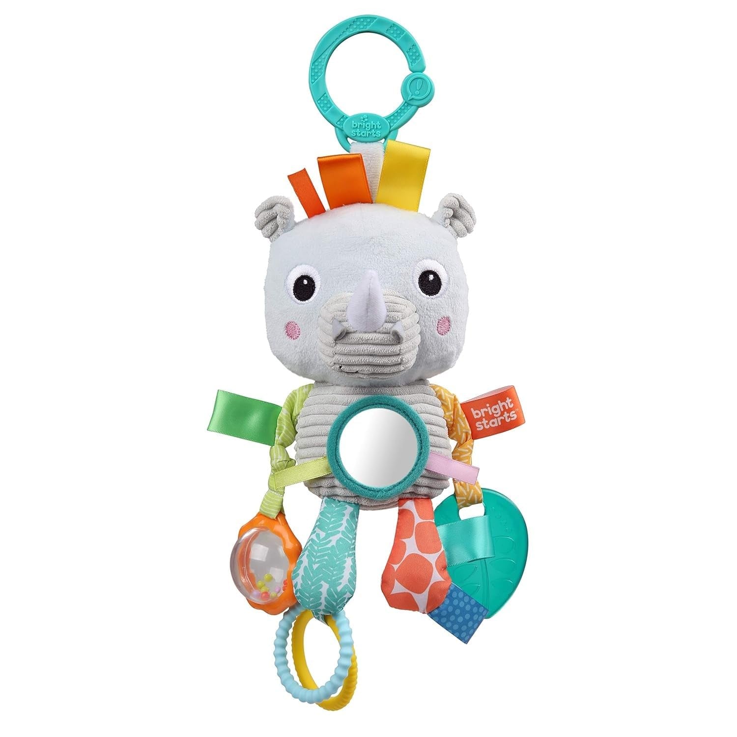 Bright Starts Poussette Jouet Paresseux - avec Hochet, Miroir et Boucles Taggie Jouets pour Bébé Naty Shop Rhinoceros