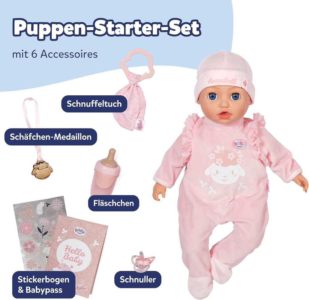 BABY Born Annabell 43 cm - Weiche Babypuppe mit 7 elektronischen Funktionen & Sound - Geeignet für Kinder ab 3 Jahren - Puppe inkl. Zubehör - Benötigt Batterien