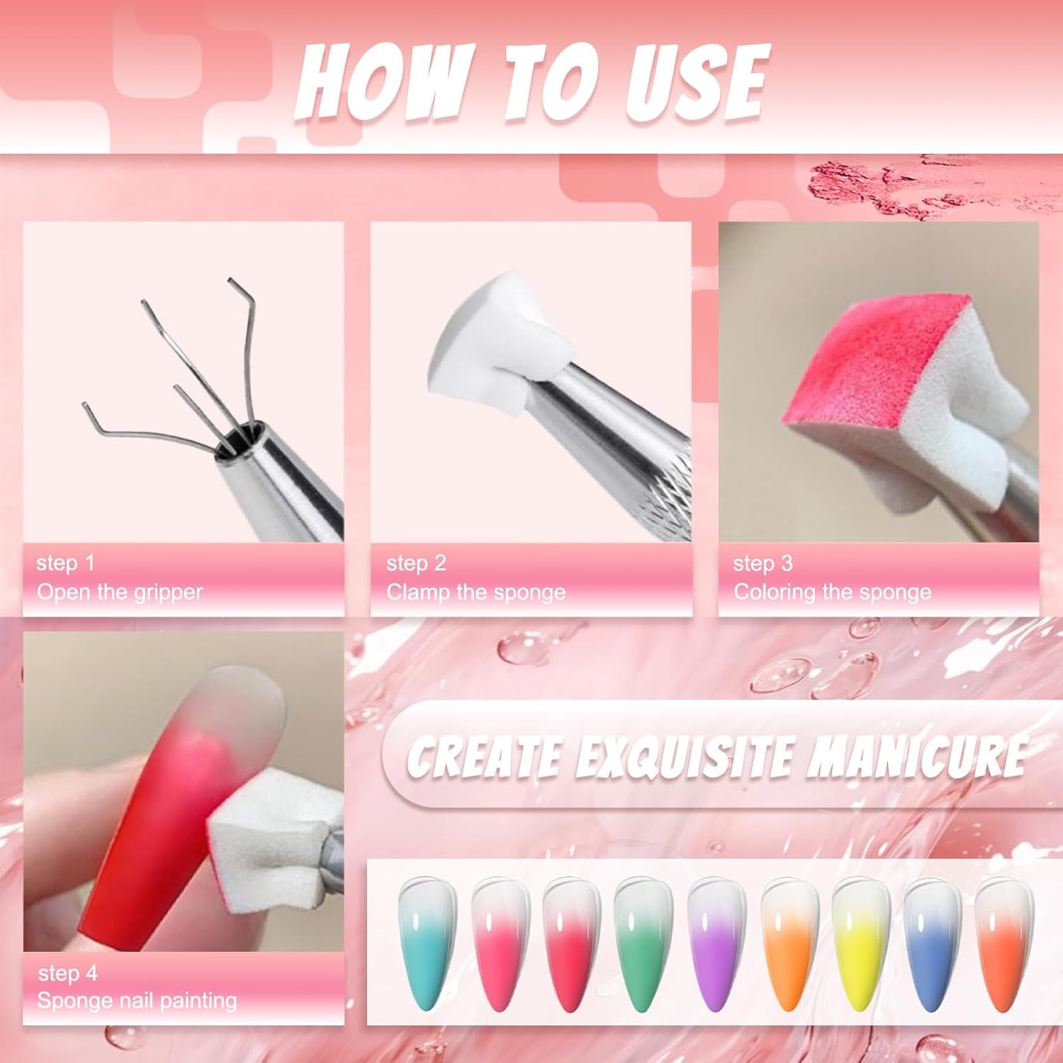 9 couleurs pigment pour ongles, poudre à ongles en poudre, 100 pièces de poudre pour nail art avec poudre métallique, poudre de poudre ombrée pour décoration d'ongles pour bricolage, B