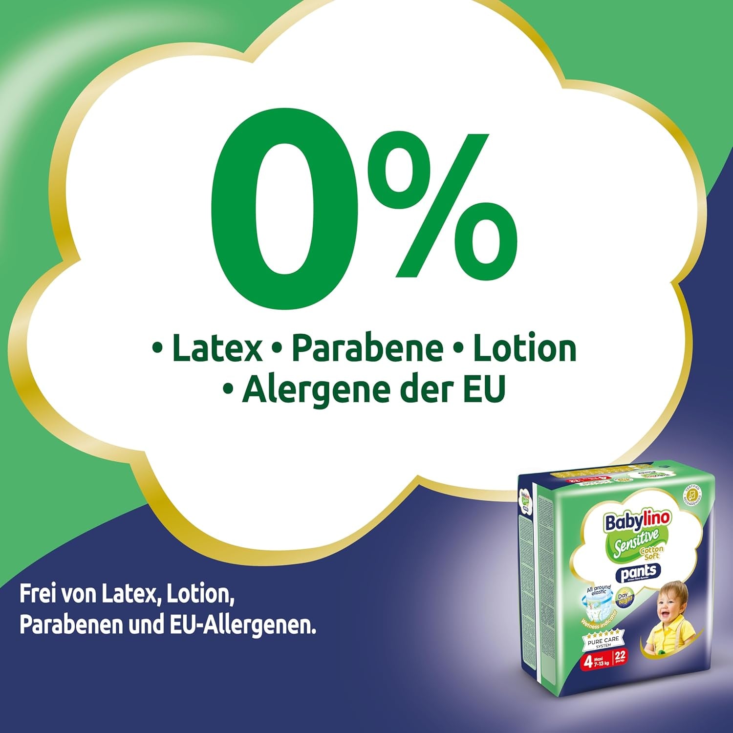 Couches Sensitive Cotton Soft, taille 4, Pantalon Maxi (7-13 kg), 22 pièces