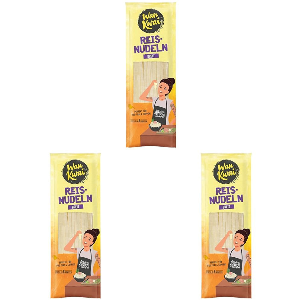 Nouilles de riz larges Wan Kwai 250 g – Variété authentique pour le Pad Thai, les soupes et plus encore. Végétalien et sans gluten. Prêt en 8 minutes.