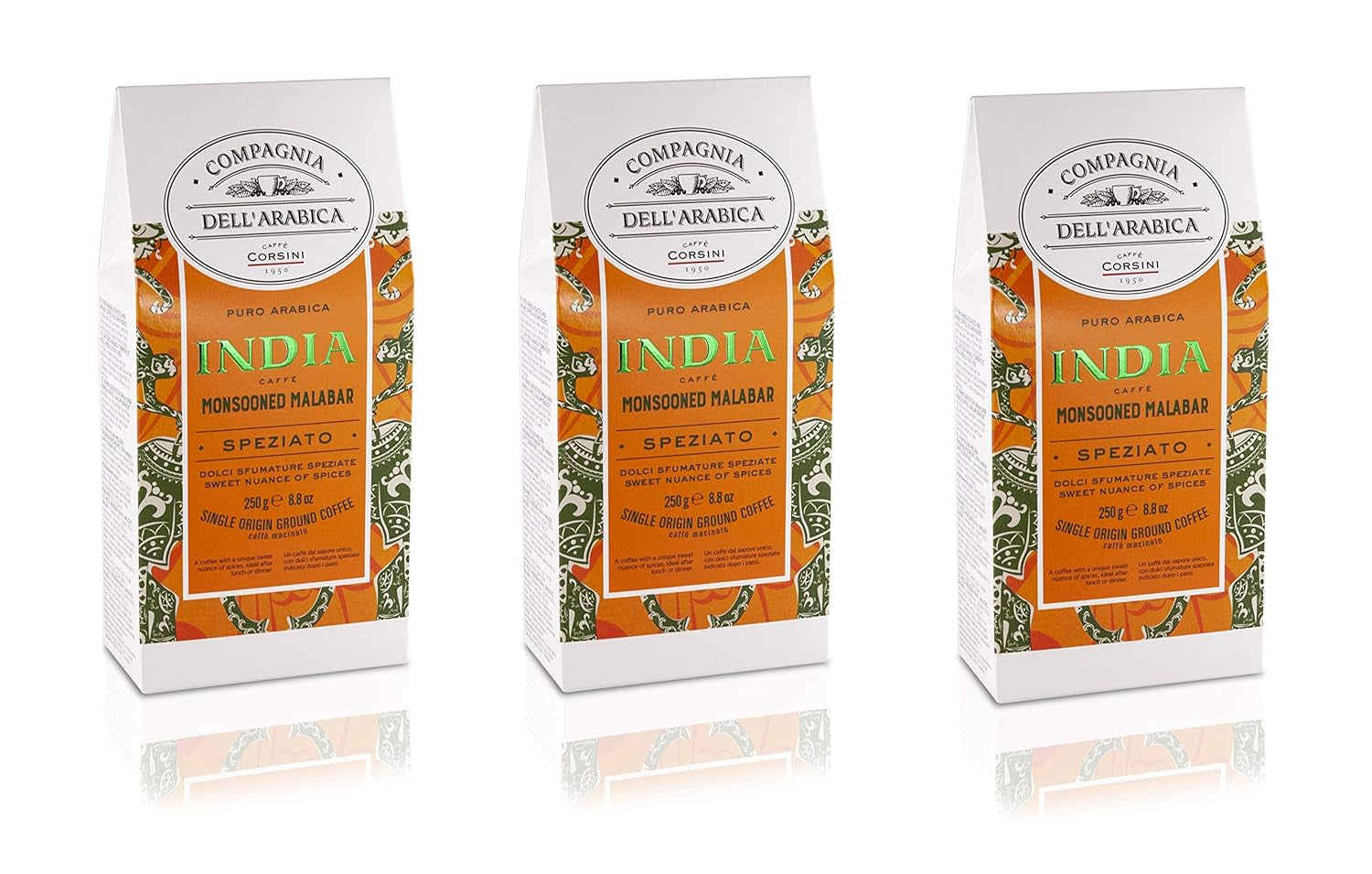 Caffè Corsini - Café en grains 3 X 250 grammes, Compagnia Dell'Arabica, différentes saveurs, origine unique, total 750G Café Naty Shop India 2 Café moulu