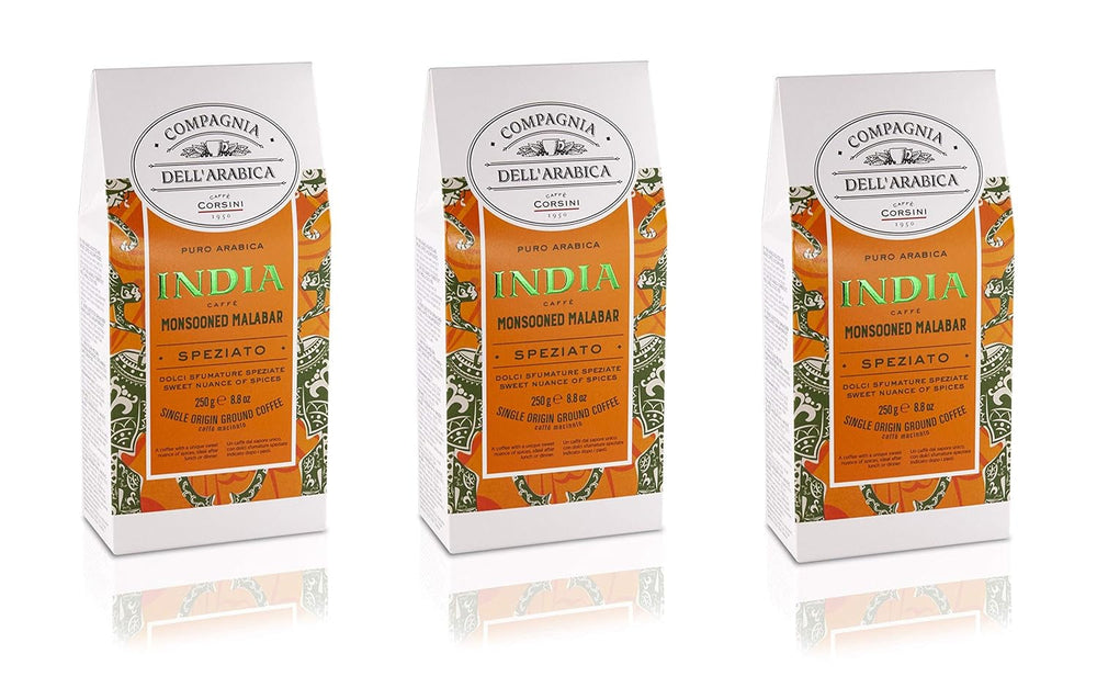 Caffè Corsini - Café en grains 3 X 250 grammes, Compagnia Dell'Arabica, différentes saveurs, origine unique, total 750G Café Naty Shop India 2 Café moulu