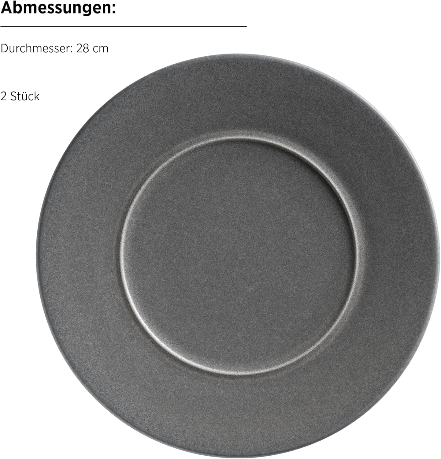 MÄSER Série Unico, service de table pour 2 personnes, intemporel et élégant, service de table en céramique 8 pièces, grès, anthracite