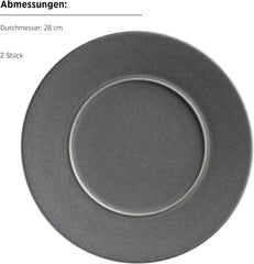 MÄSER Série Unico, service de table pour 2 personnes, intemporel et élégant, service de table en céramique 8 pièces, grès, anthracite