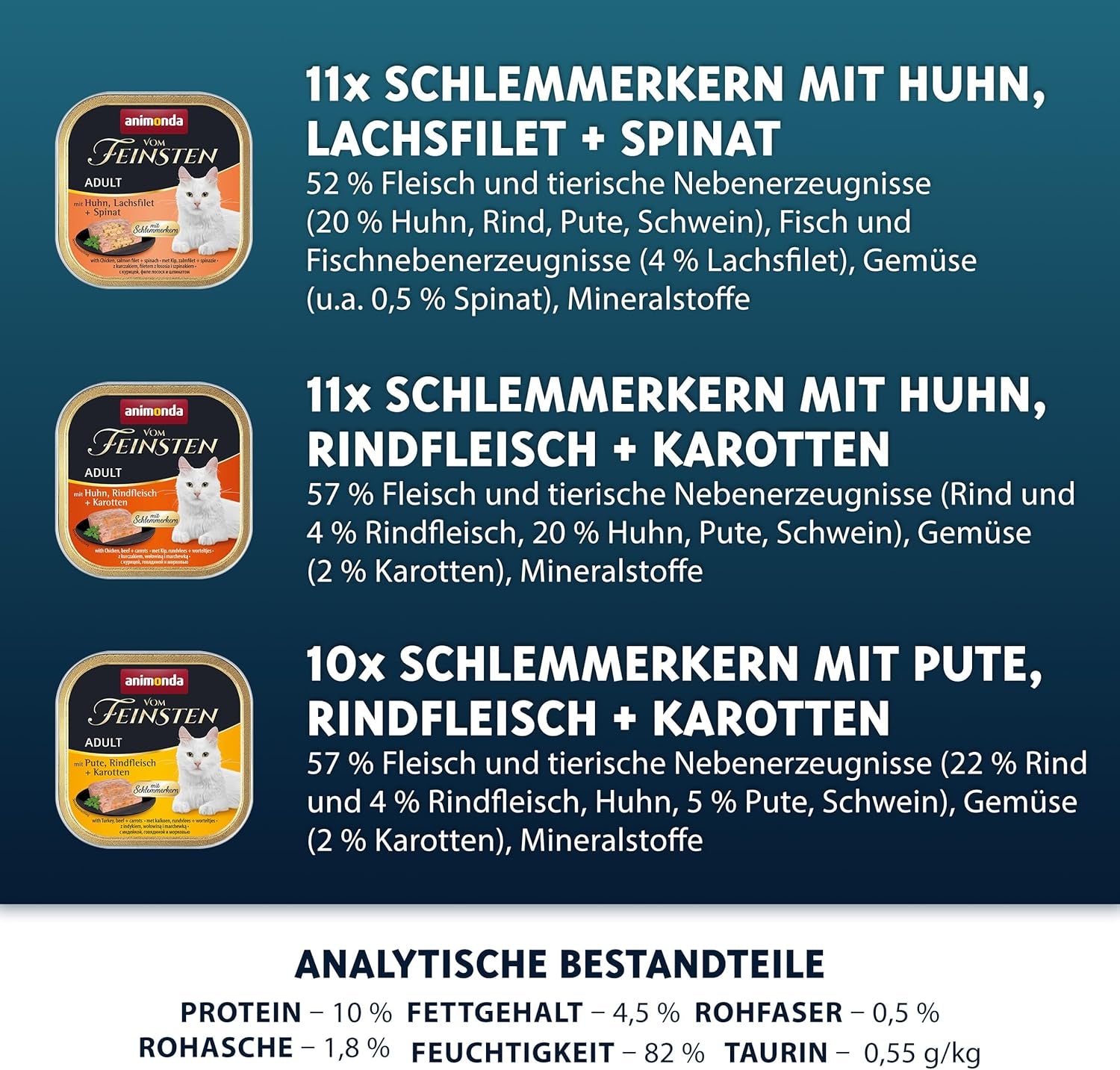 animonda Vom Feinsten Adult Gourmet Variety (32 x 100 g), hrană umedă pentru pisici adulte, fără cereale și fără zahăr, cu un miez gourmet irezistibil.