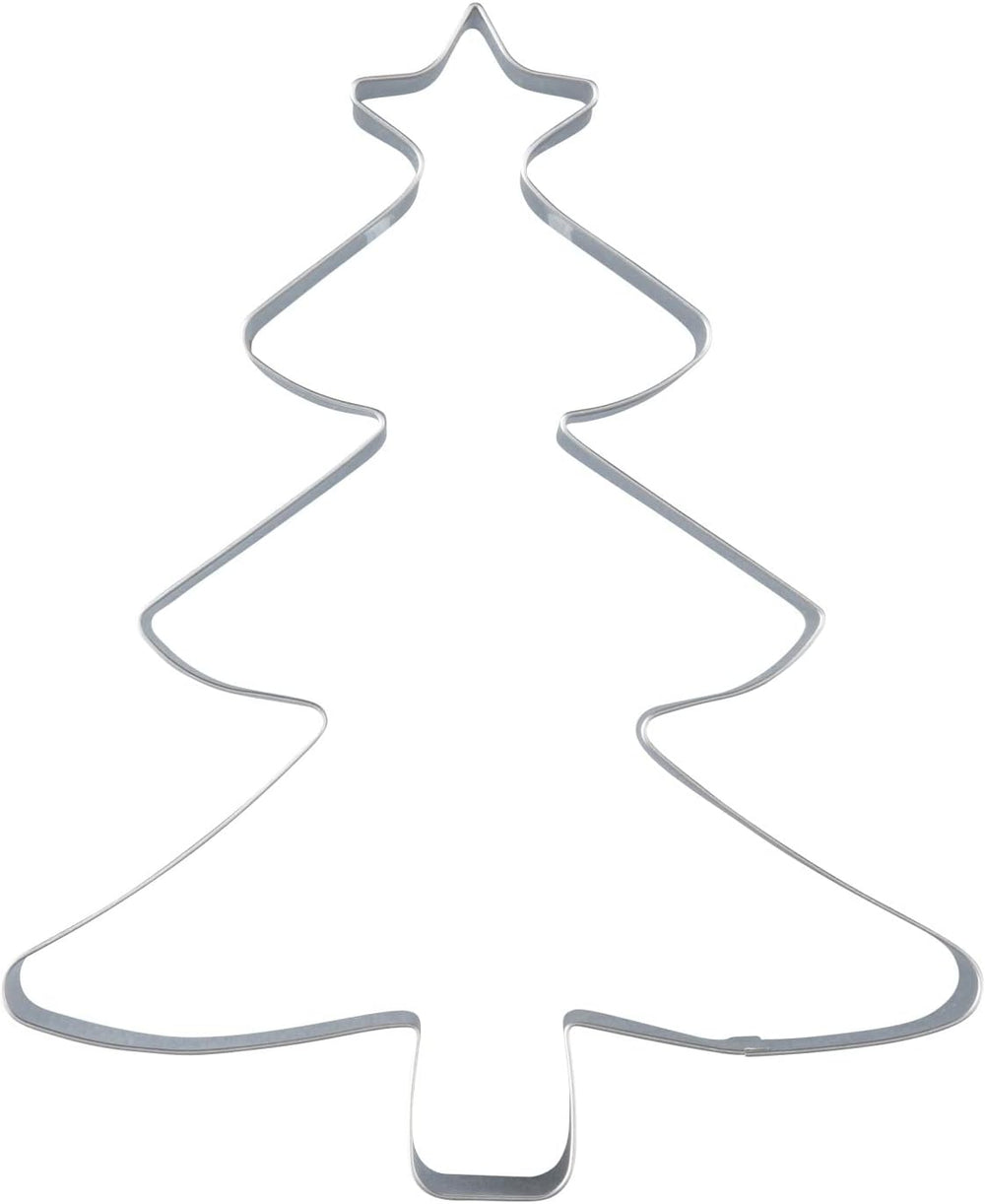 Zenker Boîte à biscuits de Noël XL – Boîte à biscuits en forme d'arbre de Noël pour des biscuits délicieux et sucrés – Boîte à biscuits 2 en 1 et cadre de cuisson en acier inoxydable argenté