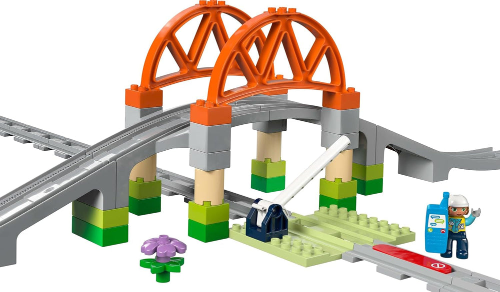 LEGO DUPLO Town Railway Bridge and Tracks - Ensemble d'extension, Cadeau pour les enfants à partir de 2 ans, Ensemble de construction et de reconstruction, Ensemble de développement préscolaire, Jouet éducatif 10426 Jeux de construction Besuche den LEGO-Store