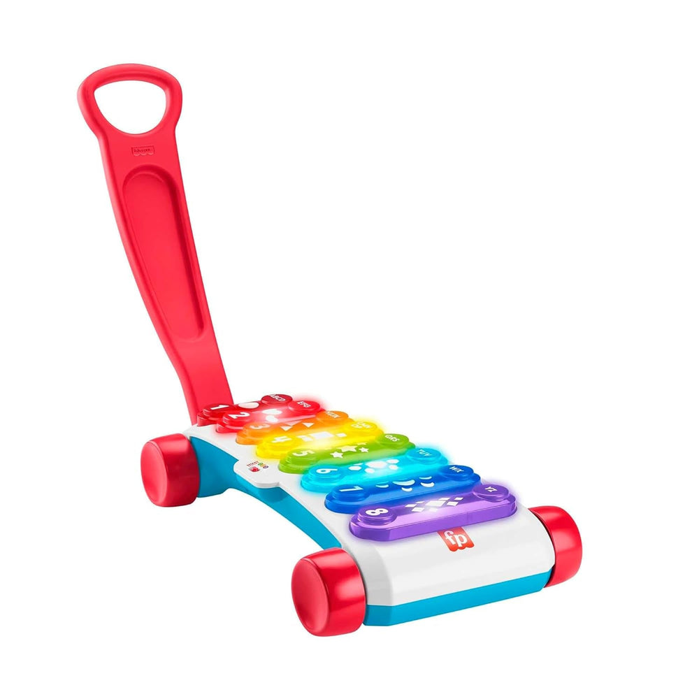 Fisher-Price Xylophone géant lumineux - instrument de musique électronique à accompagner de chansons avec contenu d'apprentissage, pour enfants, tout-petits à partir de 9 mois, multicolore, version : français, HJK40 Toys Bebe Naty Shop Inglese, Imballaggio Ridotto