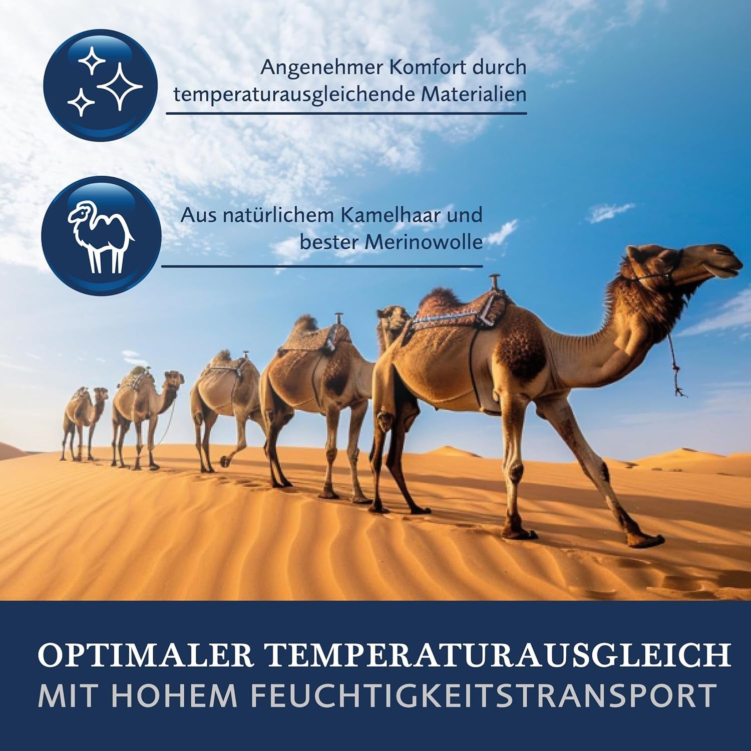 Couette Billerbeck E48 Kairo - Couette d'été - 135 X 200 Cm - Couette rafraîchissante - Avec 60% poil de chameau 40% laine vierge Couettes et couettes Naty Shop