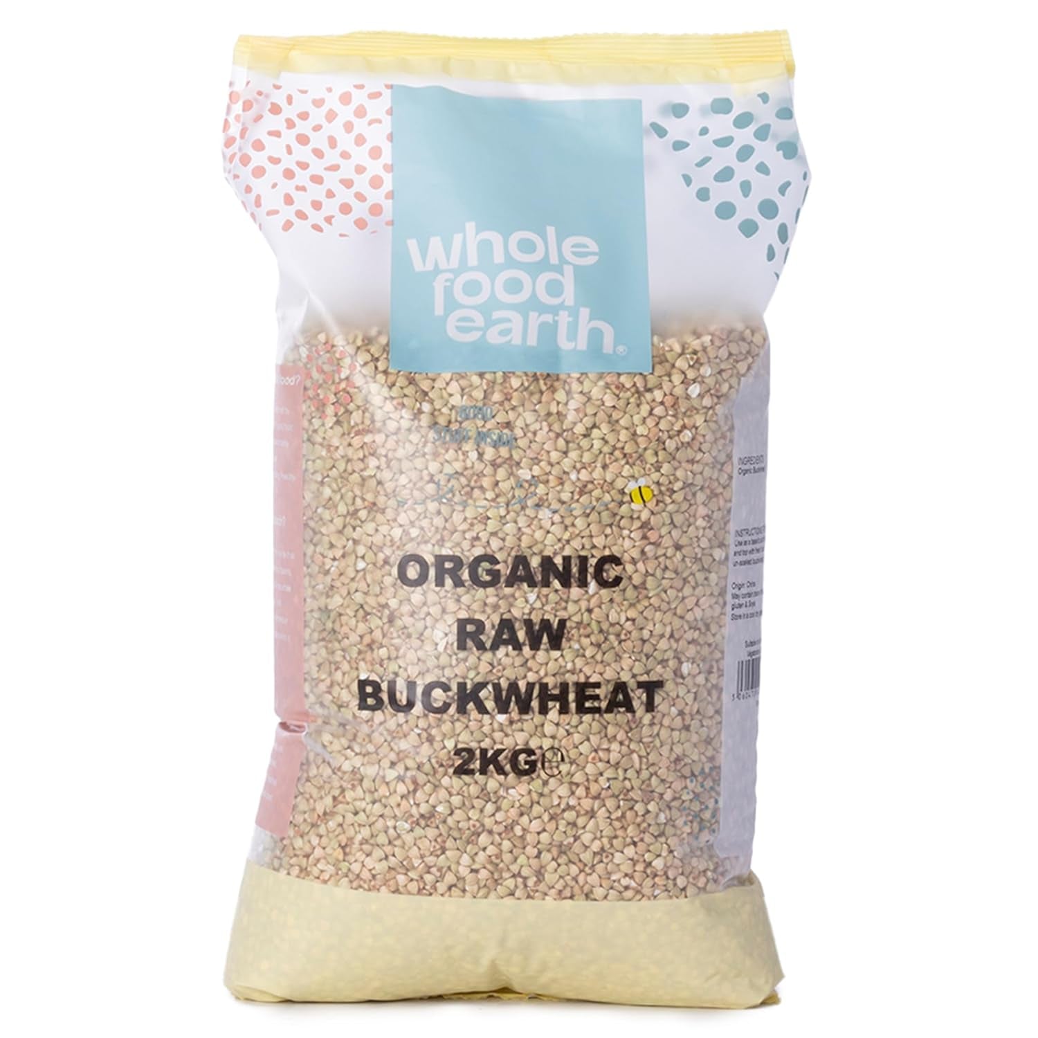 Sarrasin biologique Wholefood Earth - 3 kg - Sans OGM - Végétalien - Riche en fibres - Certifié biologique