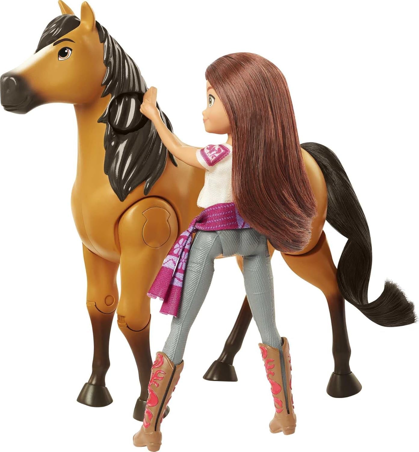 Dreamworks Spirit GXF95 - Set de aventură de călărie cu păpușă Lucky (17,78 cm) și cal Spirit (20,32 cm), jucării pentru vârsta de 3+ Papusi Naty Shop