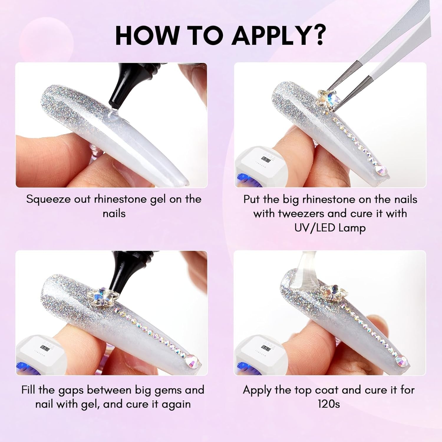 Makartt Gel adhésif pour strass – 15 ml de colle UV pour ongles avec breloques roses en forme de cœur, bijoux et accessoires de design d'ongles pour manucure à domicile, cadeau de Saint-Valentin