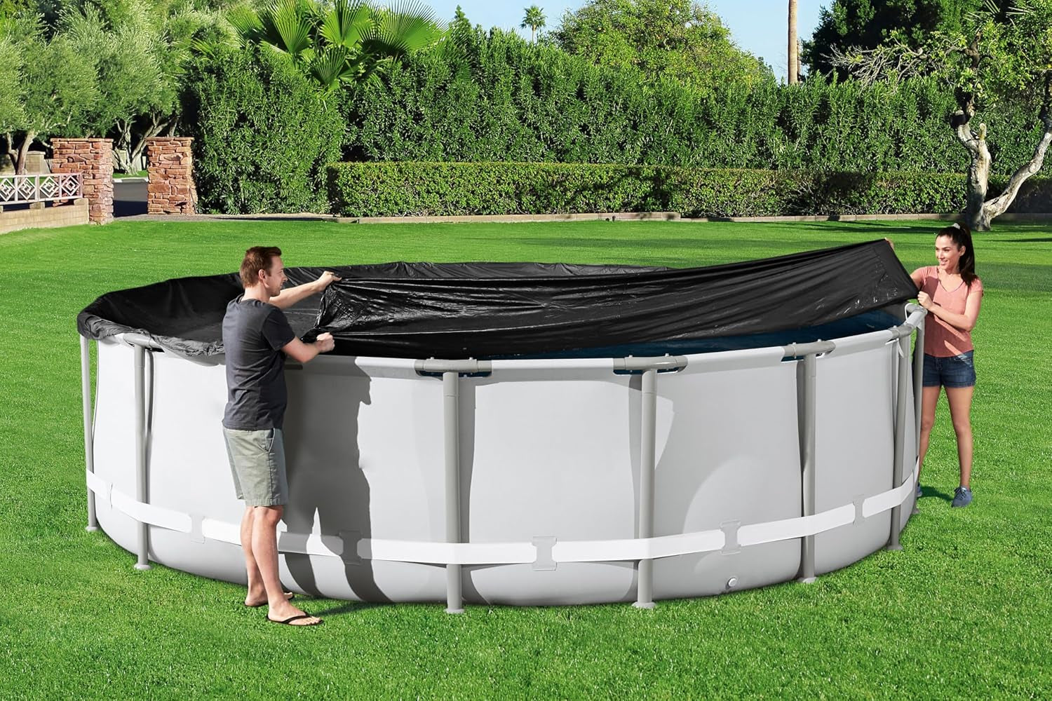 Prelată Bestway din PVC Ø 493 cm, neagră, rotundă