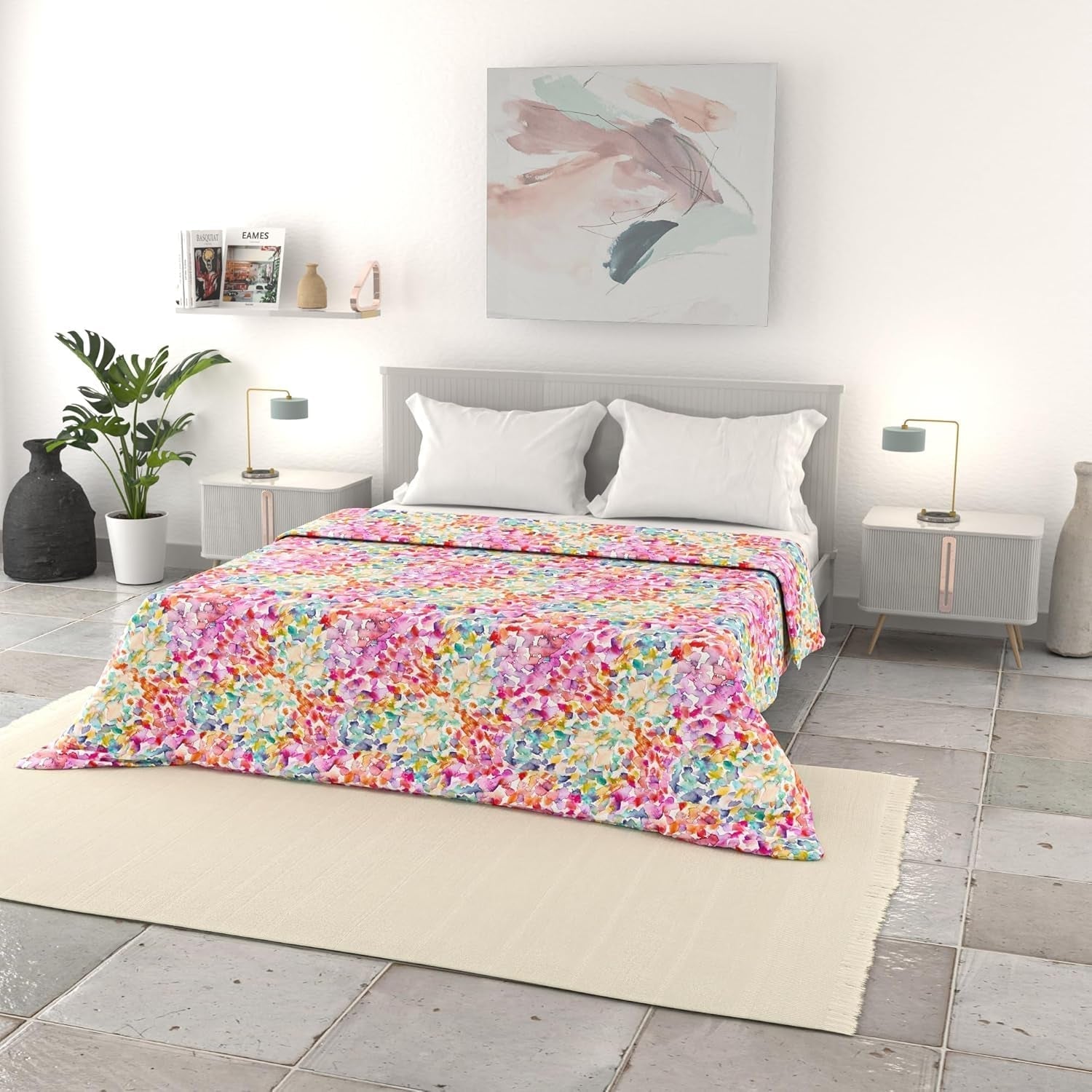 Linge de lit italien, couvre-lit basique d'été, microfibre imprimée, 250X240Cm, Rombi Quilts et quilts Naty Shop Spring 250X240Cm