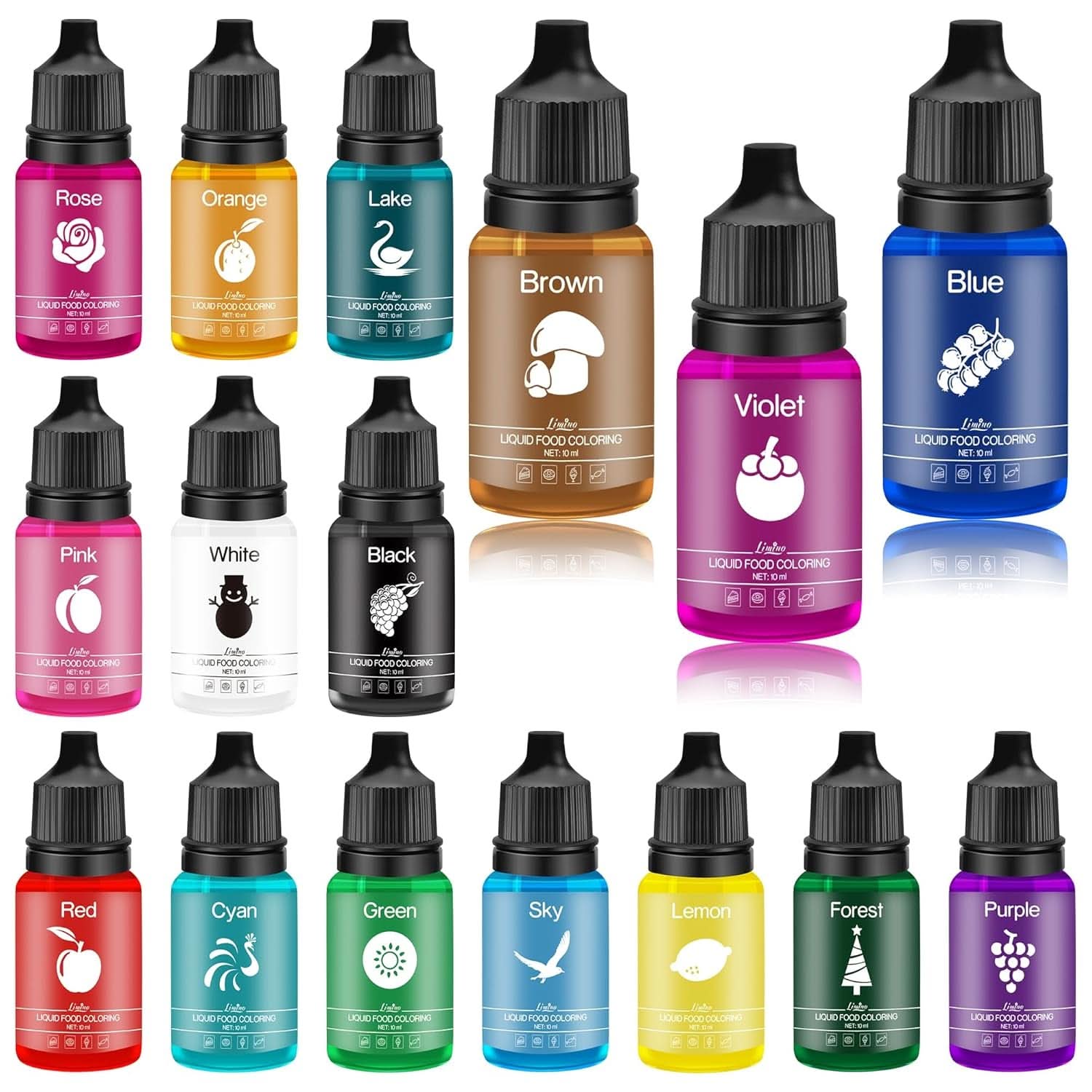 Colorants alimentaires liquides concentrés pour gâteaux Naty Shop 16 x 10 ml