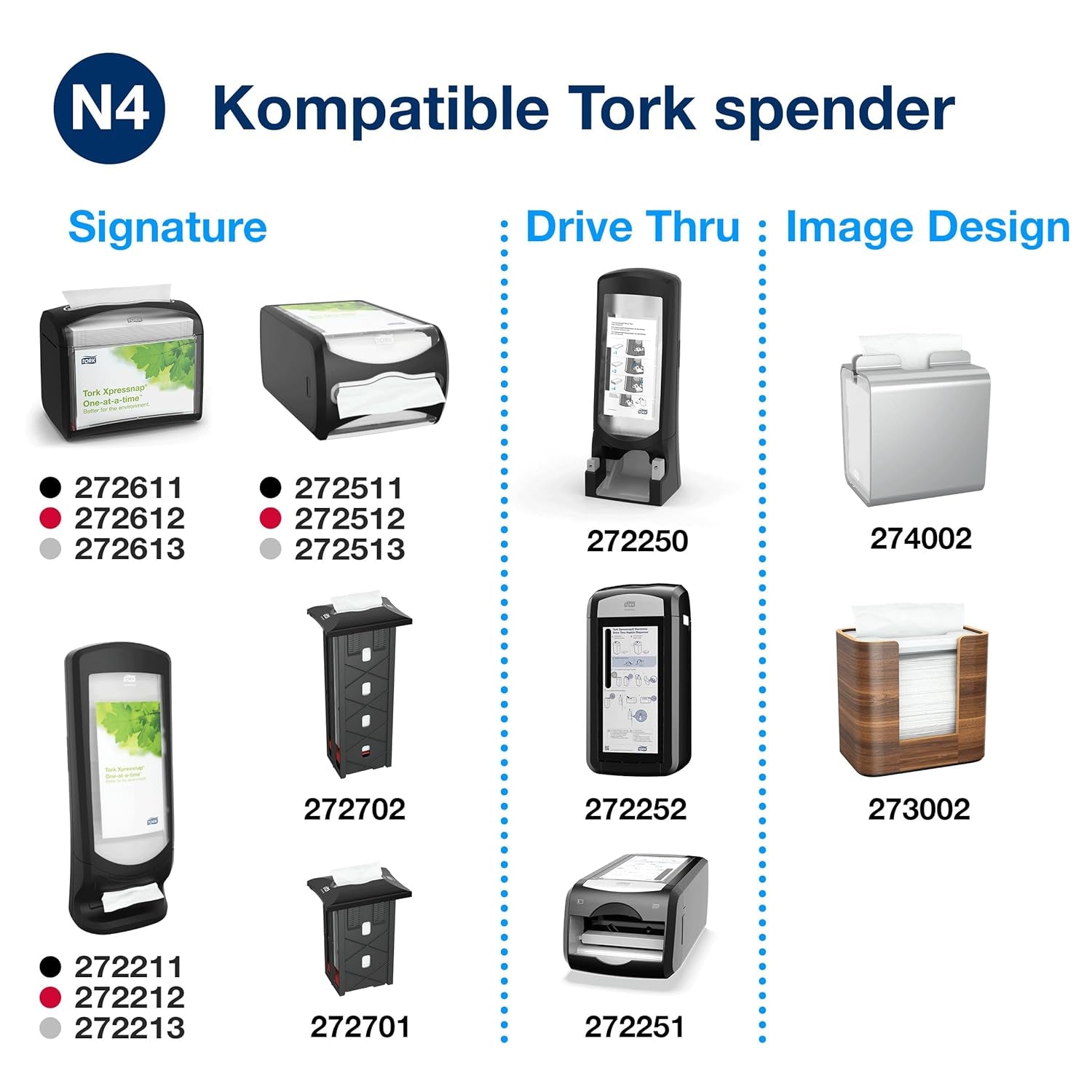Serviettes distributrices Tork Xpressnap Extra Soft Nature N4, Premium, 1/2 x 2 épaisseurs, 21,3 cm x 16,5 cm, 8 × 1 000 serviettes, 12880